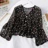 Women's Blouses Shirts Chiffon Floral Blouses For WomenSoft Retro Chic Ladies Shirts Temperament Fresh Popular Trendy Ulzzang Button Femme Clothing P230427