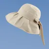 Chapeaux à large bord Chapeau de soleil pour femme Bow Pêcheur Casual Mode Tissu pliable Énorme plage Grande tête pour hommes Voyage Plus