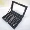 Boîtes à bijoux boîte noire Bracelet boîte collier arqué petit affichage flanelle couverture bijoux stockage 231127