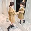 Manteau pour enfants Trench Coats Trench Coats Veste à poitrine à poitrine pour Kaki Ruffles Christmas Brillbreaker Spring Autumn TEENSWEAR