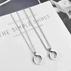 Pendant Necklaces Men's Titanium Steel Necklace Personality Double Ring Motorcycle Party Punk Long Chain Unisex Hip Hop Jewelry