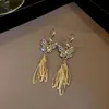 Stud Fashion Diamond Butterfly Flower Cearrings Kolczyki S925 srebrna szpilka długa biżuteria Tassel YQ231128