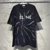 2023 New Women's High quality tshirt Shirt Correct Version Letter Printing Heavy Washing Tie Dyeing Process Loose Sleeve T-shirt
