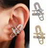 Stud European And American Style Ring Earrings Exaggerated Micro-Inlaid Zircon Ear Clip Open Ring Pin Design Double Layer Jewelry YQ231128