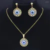 Collier Boucles D'oreilles Ensemble Turquie Bleu Oeil Chaîne Goutte En Acier Inoxydable Bijoux Grecs Cadeau De Noël Jewelr Bijoux Femme Luxe