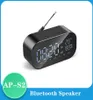 Mini Bluetooth -högtalare Trådlös stereo Portable LCD FM Radio Alarm Clock Outdoor Speaker Music Box3744613