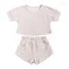 Kläder sätter 2-stycken sommar baby boutique kläder småbarn tjej pojke kläder casual bomull kort ärm t-shirt shorts barn set bc2318