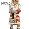 Abiti casual Kawaii Cartoon Abito da Babbo Natale Inverno Natale Festival Party Mini per donna Manica lunga ampio oversize