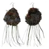 Dangle Earrings LFPU Vintage Peacock Ostrich Feather Long Drop For Women Jewelry