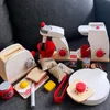 Kitchens Play Food Wooden toy kitchen pretends to be a game house toy Wooden simulation toaster coffee machine food mixer Early childhood education gift 230427