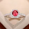 Band Rings Huitan Simple and Classic Wedding Eternity Rings for Women WhiteBlueRed Cubic Zirconia Temperament Female Rings Trend Jewelry Z0428