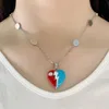 Collier chaîne en forme de O avec doubles lettres coeur couleur correspondant émail pendentif amour petit coeur rouge bleu boucle d'oreille anneau marque bijoux accessoires CGS878