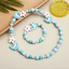 Pendant Necklaces Dome Cameras Natural Wood Beads Fashion Necklace Bracelet Sets Cartoon Pattern Cute Jewelry Sets For Children Toys Jewelry Girl Birth AA230428