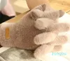 Gants à cinq doigts Gants tricotés Gants d'hiver chauds et épais en fourrure Mitaines solides pour téléphone portable Tablette Pad Gant en laine de cachemire pour femmes