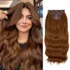 Synthétique Long Ondulé Clip Dans Les Extensions De Cheveux 22 " 4 pcs/ensemble Épais Postiche Pour Les Femmes Brun Blond Noir Naturel Faux Cheveux