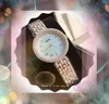 Amerikaans high-end quartz horloge dames roestvrij staal waterdichte klok volledige diamanten ring zakelijk vrijetijdsbesteding ultradunne digitale nummerwijzerarmbandhorloges