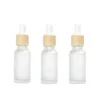 Empty Refillable Dropper Bottles Frosted Glass Vial Cosmetic Container Jar Holder Sample Bottle with Imitated Wooden Lids Idqnl