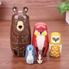 Dolls 1 Set Matryoshka Wood Russian Nesting Babushka Hand Paint Bear Poupee Russe for Kids Gifts Crafted Doll Home Decor 231127