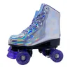 Inline rullskridskor pu läder skridskor sneakers glidande quad 2 rad patines med 4 blixthjul 231128