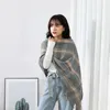 Halsband Höst och vinter förtjockad Tassel Imitation Cashmere Scarf Korean Water's Water Wave Fine Line Plaid Scarf Shawl 231128