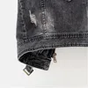 Coletes femininos Moda de jeans de jeans fêmea de outono da primavera com tampas selvagens de outono curto Mulheres 3xl Smoky Gray Jean Ciistcoat Hole