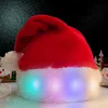 Chapeau de noël coloré à LED, chapeau de père noël en peluche, casquette en velours, fournitures de fête, chapeaux de fête Q777