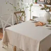 Table Cloth Nordic Style Plain Polyester Linen Tassel Tablecloth Simple Imitation Bamboo Knot Washable Square Dining Cover 231127