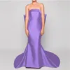 JEHETH DARD RED PROM Dress Long Big Bow Strapless Sweep Train Satin Mermaid Formal Evening Party Gowns Robe de Soiree