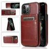 Capa de couro PU com suporte de carteira para telefone para iPhone 15 14 13 12 11 Pro Max Mini XS XR 7 8 Plus Suporte para cartão de visita à prova de choque capa protetora traseira fina