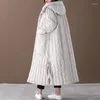 Cappotto lungo da donna in piumino invernale sciolto di grandi dimensioni con cappuccio tasca grande monopetto (tessuto in piumino) camicetta addensata di alta qualità femminile YR1