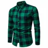 Men's Casual Shirts Stylish Warm Plaid Flannel Long Sleeve Formal Shirt Tops Outfit Autumn Tartan Work