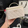 Classic crossbody bag luxury rhinestone handle box bag designer shoulder bag women handbag mini makeup bag interior mirror design women Cosmetic Bags