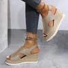 Jurk Schoenen Vrouwen Zomer Strand Sandalen Casual Peep Toe Gouden Zilveren Wiggen Dikke Bodem Plus Size Hoge Hak Sandalias De Mujer Verano