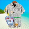 Camisas casuais masculinas Camisa masculina Botão da praia 2023 Hawaiian Man Prints 3D