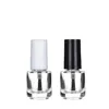 5ml Round Shape Refillable Empty Clear Glass Nail Polish Bottle For Nail Art With Brush Black Cap Eaucb