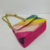 Kvällspåsar Rainbow Patchwork Eagle Head Handväska Suede Diamond Women Purse Foging Colorful Cross Body Bag 231127