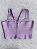 Women's Tanks BEAUKEY Lavender Purple Bandage Women Crop Tops Super Mini Sexy Knitted Maxi Vests Girl Lady High Street Camis Drop