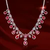 Pendants Luxury Lab Ruby Necklace 925 Silver Round Full Diamond Neckalces Women Delicate Noble Statement Jewelry Trendy Engagement Gift