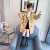 Manteau pour enfants Trench Coats Trench Coats Veste à poitrine à poitrine pour Kaki Ruffles Christmas Brillbreaker Spring Autumn TEENSWEAR