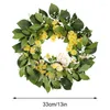 Fleurs décoratives feuilles vertes artificielles couronne de printemps porte d'entrée Simulation guirlande camomille Rose eucalyptus pour la décoration de fête à la maison