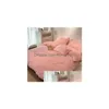 Conjuntos de cama Inverno Branco Leite Veet Cama Quatro Peça Luxo Quilt Er Outono Pelúcia Coral Folha Flanela Set Drop Delivery Home Garden Te DHCQD