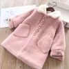 Giacche Imitazione Visone Velluto Cappotto lungo Ragazze Autunno Inverno Caldo Sciolto Misto Lana Giacca Bambini Coreano Moda Cappotto in pile TZ378 231128