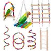 Andere vogels leveren vogelspeeltjes set swing kauwen training speelgoed kleine papegaai hangende hangmat papegaai kooi bel baars speelgoed met ladder huisdier benodigdheden 1 st 230428