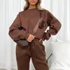 Kvinnors tvådelade byxor Casual Two-Piece Set för kvinnor Bekväm kostym Stylish Sweatshirt Lounge Comfy Home