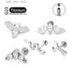 Stud G23 Titanium Bat Stud Oor Tragus Kraakbeen Oorbellen 16G Bal Labret Lip Zirkoon Kwab Helix Daith Piercing Lichaam sieraden YQ231128