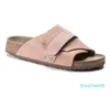 Single buckle sandals Slippers men's and women's same style coleather suede cork slippers pink 2023