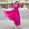 Günlük Elbise Şeker Renk Pisti Maxi Elbise Artı Boyut Uzun Kollu fırfır Sarma Elbise Nedensel Bohem Plaj Düğün Partisi Tatil Konuk