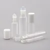 5 bouteilles à rouleaux transparentes de 10 ml avec boule en verre pour rouleau de verre de parfum d'huile essentielle sur des bouteilles avec couvercles blancs Taille de voyage Ggxdb