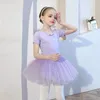 Dancewear – costume d'entraînement pour filles, robe de Ballet violette, costume de danse pour enfants, robe d'automne à manches longues en fil, 231127