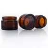 5g 10g 15g 20g 30g 50g Amber Glass Jar Cosmetic Cream Bottle Refillable Sample Container with Inner Liners and Screw Cap Hxmac